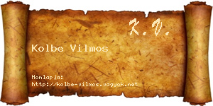 Kolbe Vilmos névjegykártya